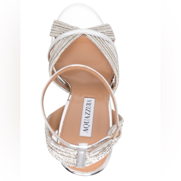 AUTH WOMEN’S AQUAZZURA SUNDANCE 140 CRYSTAL EMBELLISHED PLATFORM SANDALS - SZ 6. - Picture 5 of 12